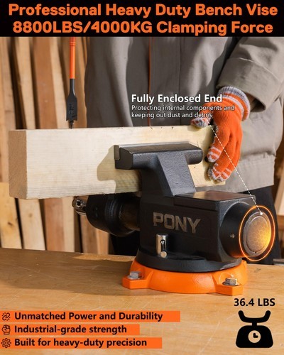 PONY 6 Inch Heavy Duty Bench Vise 8800LBS Clamping Force Pro Workshop Workbench