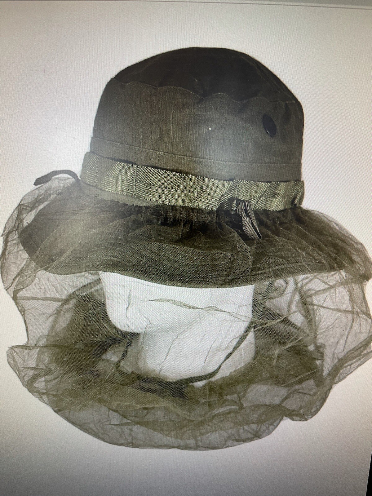 US VIETNAM ERA OD JUNGLE BOONIE HAT 67/8 OG/107 NEW W MOSQUITO NET New.