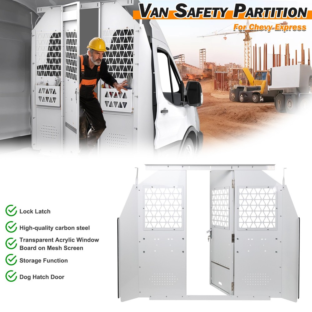 Lockable Cargo Van Partition safety Bulkhead For Chevy Express/ Gmc Savan 96-25