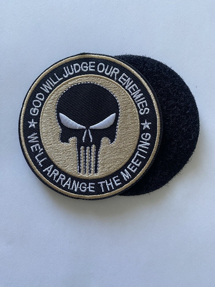 GOD WILL JUDGE OUR ENEMIES PUNISHER TACTICAL HOOK & LOOP EMBROIDERED PATCH #2