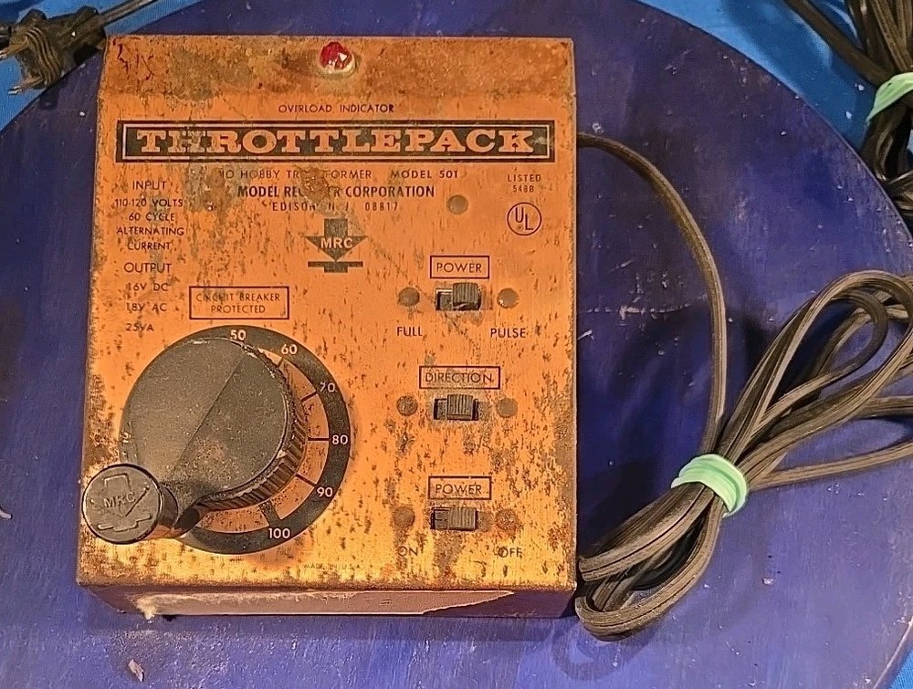 HO, MRC THROTTLEPACK MODEL 501, HO HOBBY TRANSFORMER, TRACK TESTED, C Work Notes