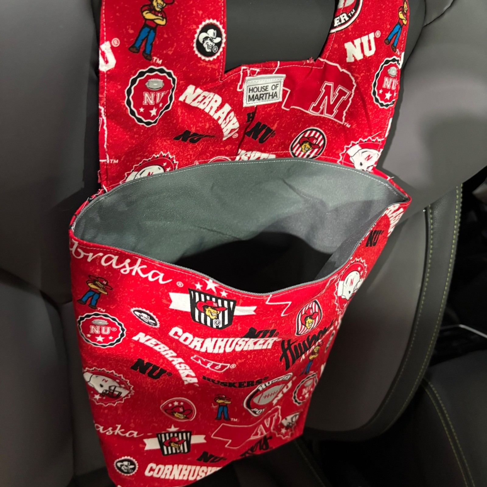 Car Trash/Utility Tote Bag NU Herby Crest Design 9" w x4" dx 12" l Handmade