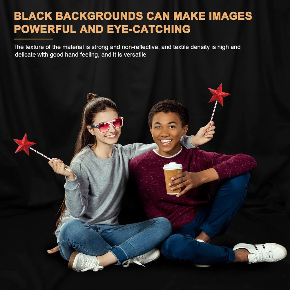 10 x 7 FT Black Backdrop Background for Photography, High Density Polyester Fabr