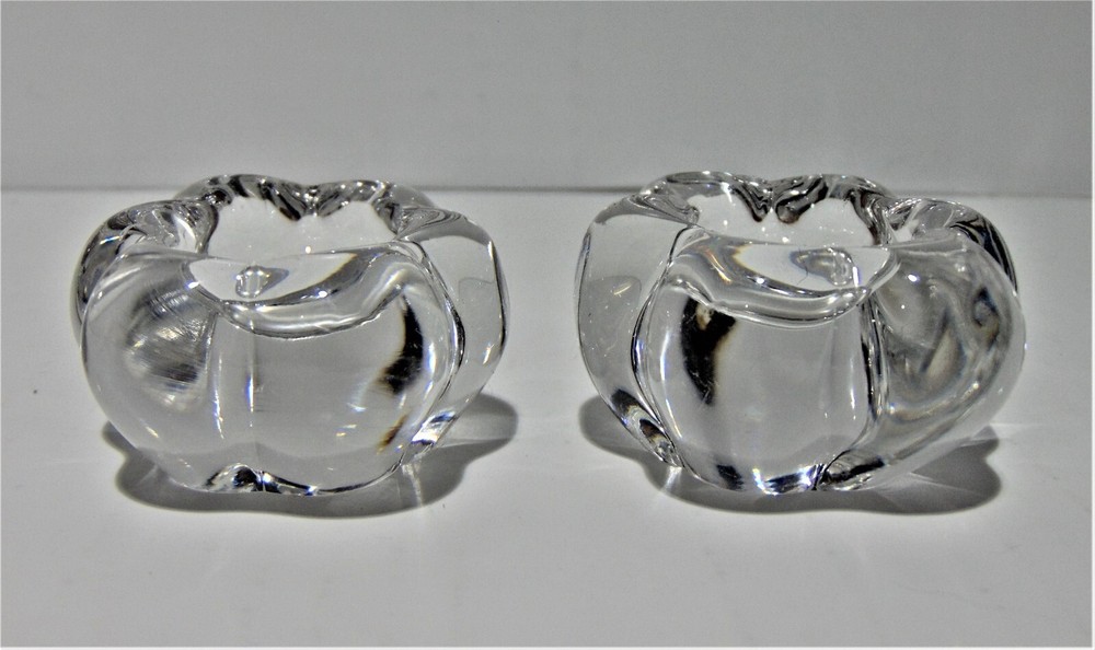 Two Clear Glass Oval Salt Cellars