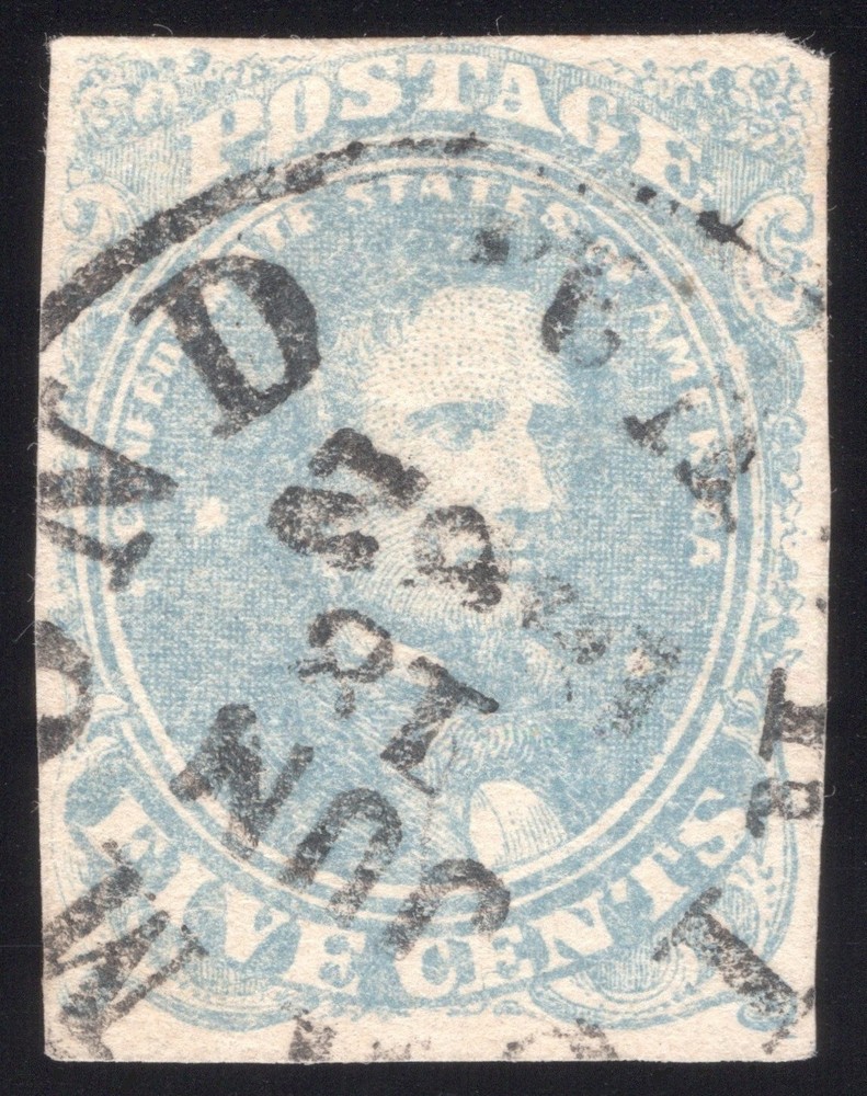 Confederate, CSA #4b (Stone 3) 5¢ Milky Blue, Richmond Va. CDS JUN 18, 1862