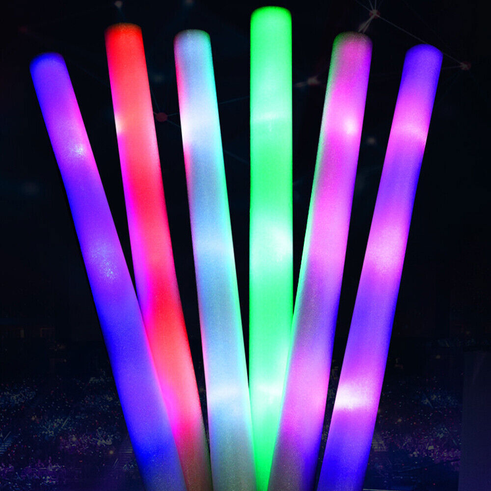 100PCS Light Up Foam Sticks LED Wands High Quality Multi Colour Large 18" Long
