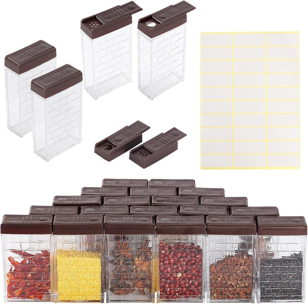 Airtight Spice Containers 24-Pack - Eco-Friendly