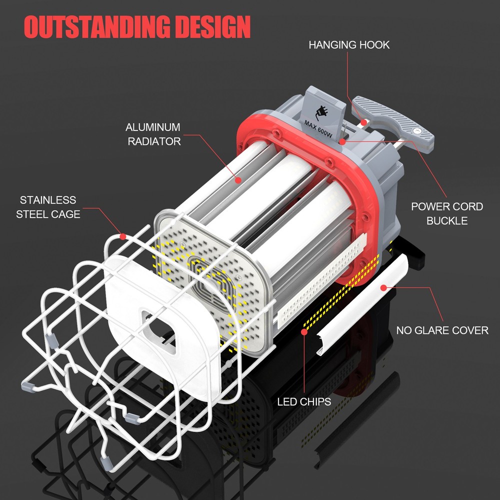 100W Linkable LED Temporary Hanging Work Light Portable Job Site Working Light