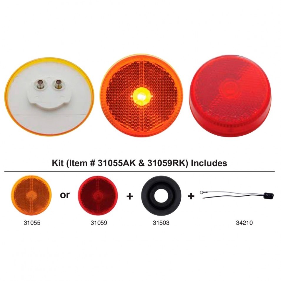 2 1/2" Reflectorized Clearance/Marker Light Kit - Amber Lens