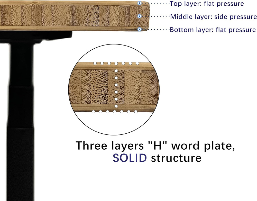 60" Solid Bamboo Desk Top for Standing Home Office with Grommets - 1" Thick