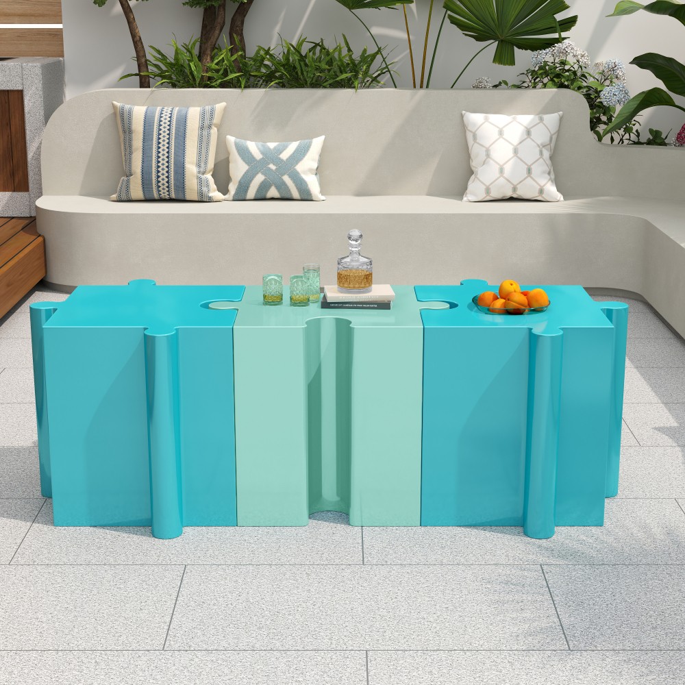 Modular Puzzle Side Table - Light Green, Indoor & Outdoor, Reconfigurable