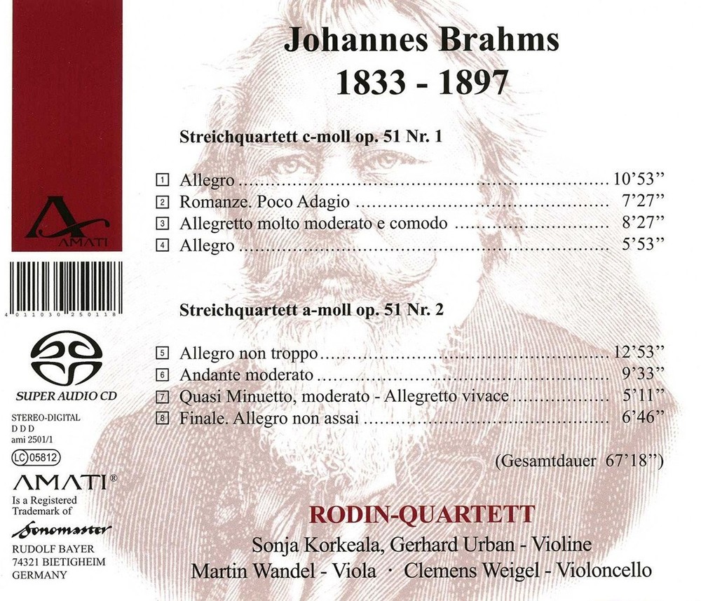 - Johannes Brahms: String Quartets op. 51 Nos. 1 & 2 (CD) (UK IMPORT)
