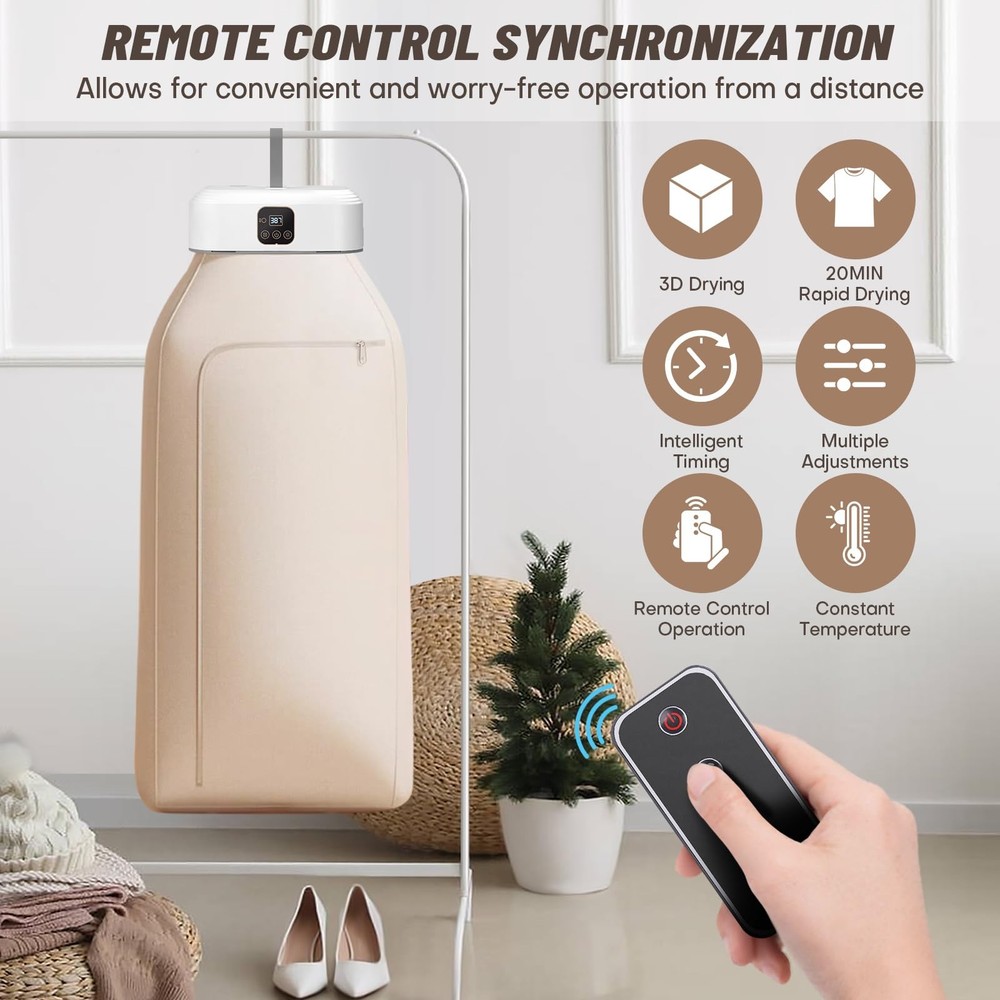 Portable Clothes Dryer，Mini Laundry Dryers with Remote Control, Small Compact...