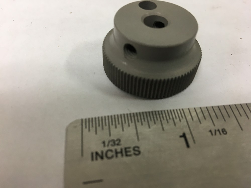 Vintage Gray Bakelite Round Fine Knurled Pointer Knob