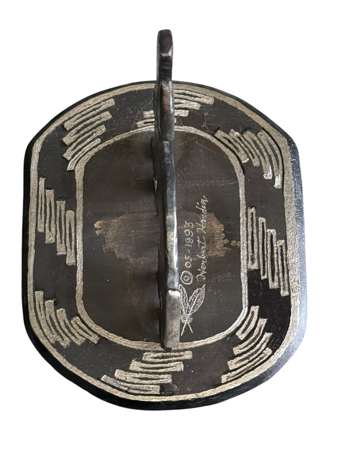 Herbert Hardin Signed Metal Mimbus Rabbit Sculpture 1993 Santa Clara Southwest