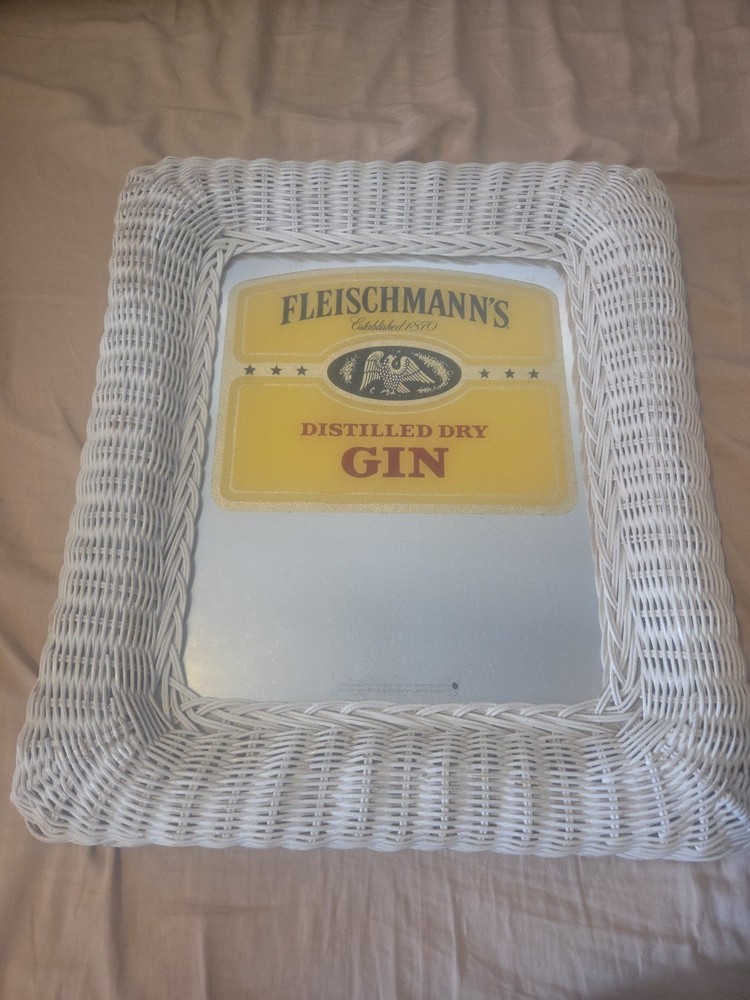 Fleischmann's Gin Wicker Framed Mirror