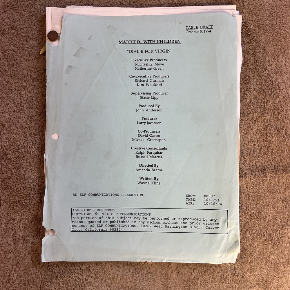 Married With Children; Mad About You; sitcom scripts; etc