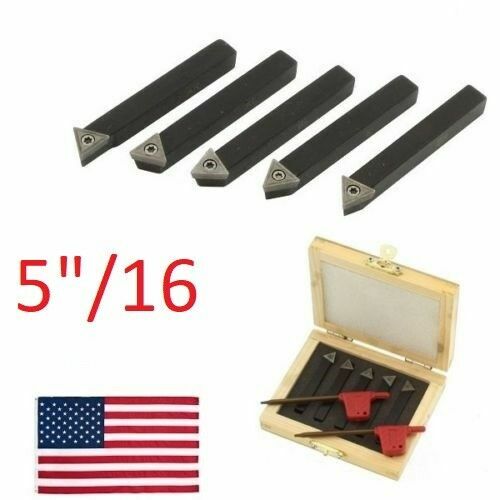 5 pc 5/16" Indexable Carbide C6 Insert Tool Bit & Holder Mini Lathe Set