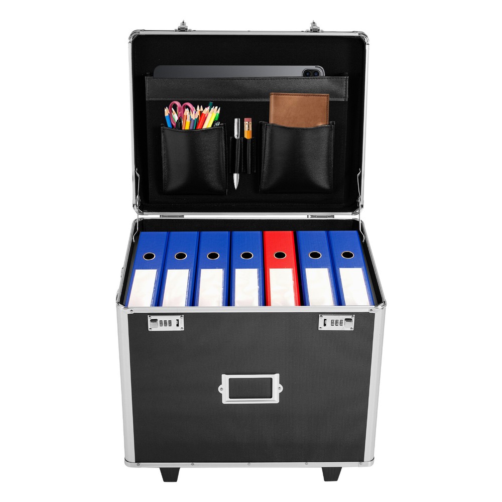 Locking Aluminum Alloy File Organizer Box with Telescoping Handle