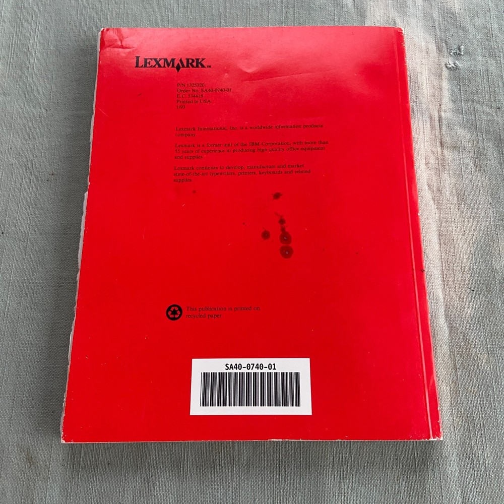 Technical Reference Manual IBM Laser Printer 4039 Series Lexmark 1993 2nd Ed VTG