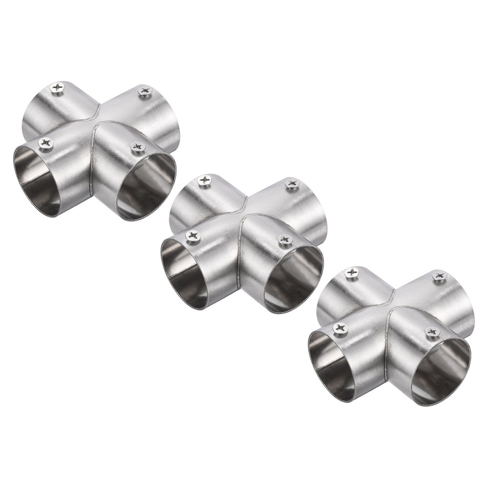 3Pcs End Rail Clamps 1-1/4" Flat Structural Pipe Connector 4-Way