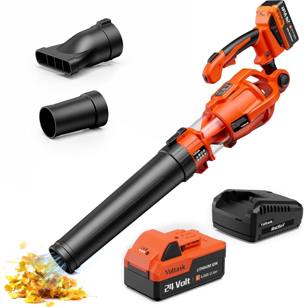 VOLTASK 24V Cordless Leaf Blower with Adjustable Handle, 450 CFM/120 MPH