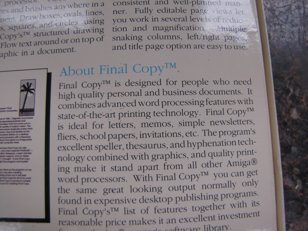 Final Copy II Release 2 ©1992 SoftWood, Inc. Word Processor for Commodore Amiga