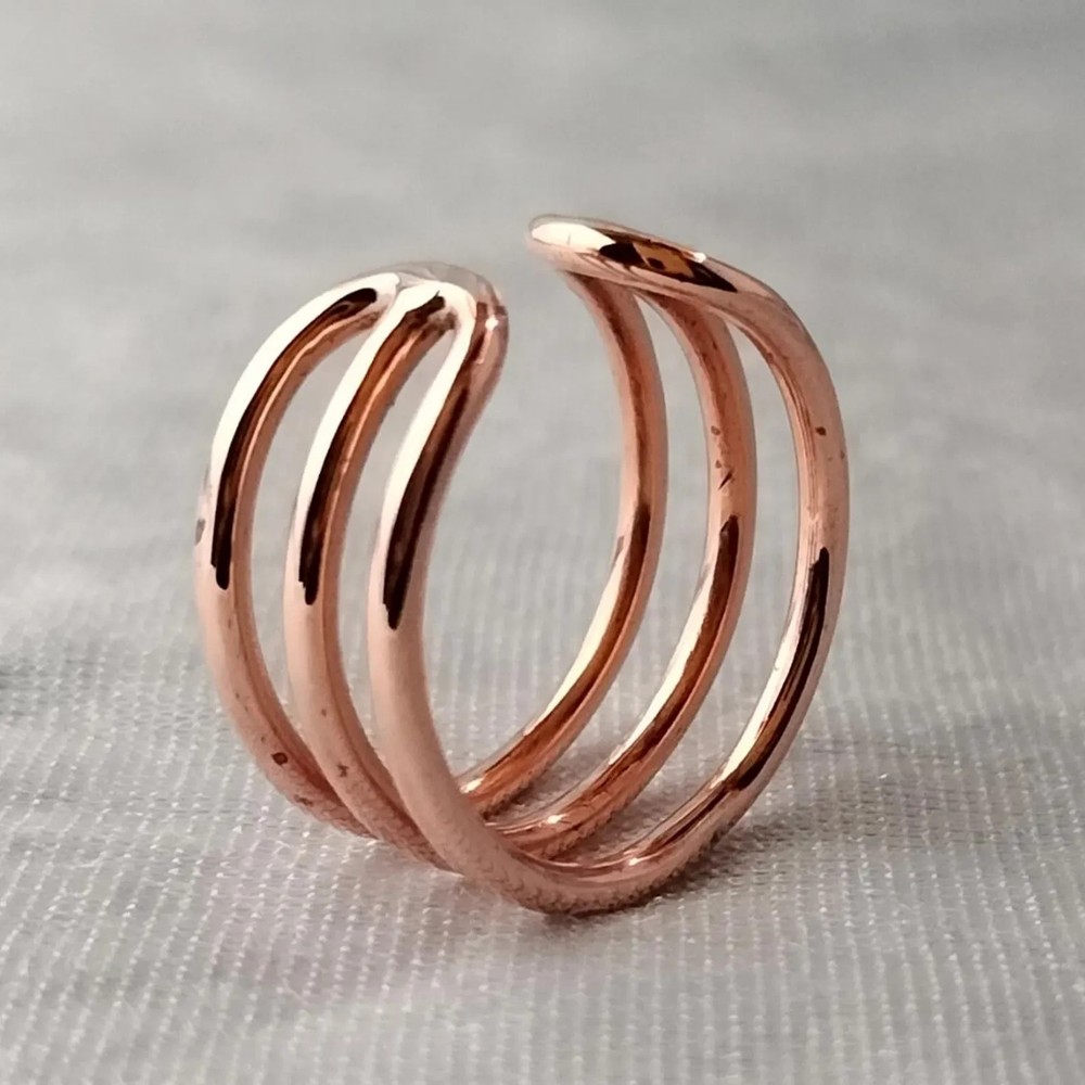 Solid Pure Copper Minimalist Healing Ring, Handmade, Unisex, Plain Band