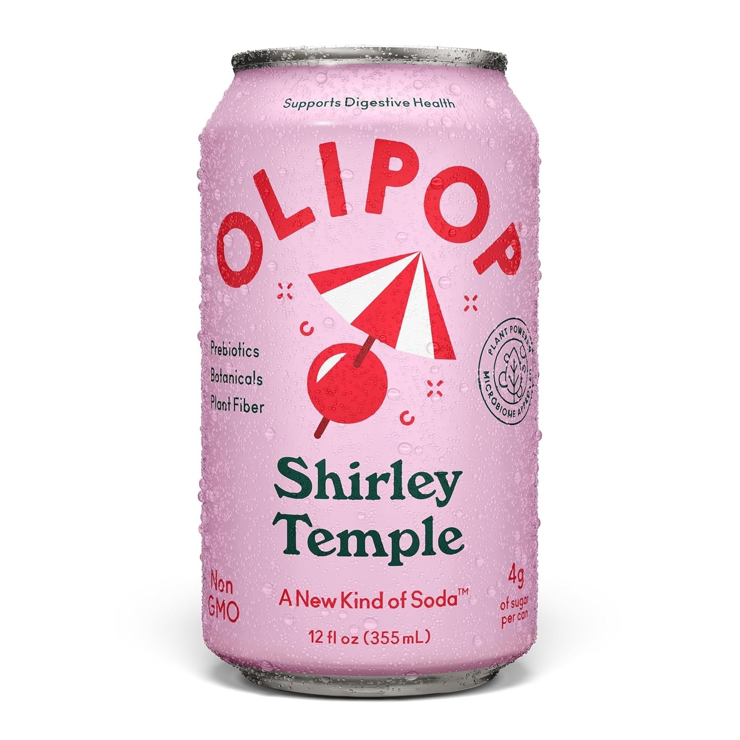OLIPOP Prebiotic Soda Pop, Shirley Temple, Pantry Pack Packed Prebiotics 12 cans