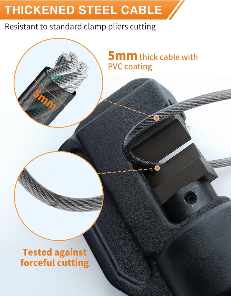 4-Digit Combination Cable Lock with 3 Steel Cables for Secure Protection
