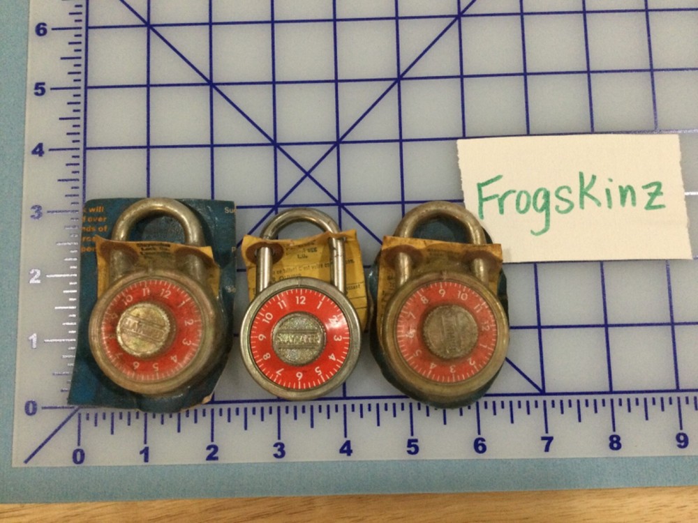 3 vintage Slaymaker combination padlocks Made in USA red