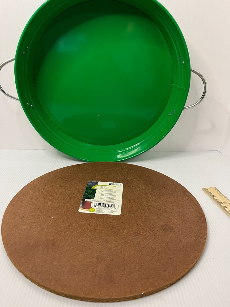 Green Tray with Cork Pad Insert 12" Diameter
