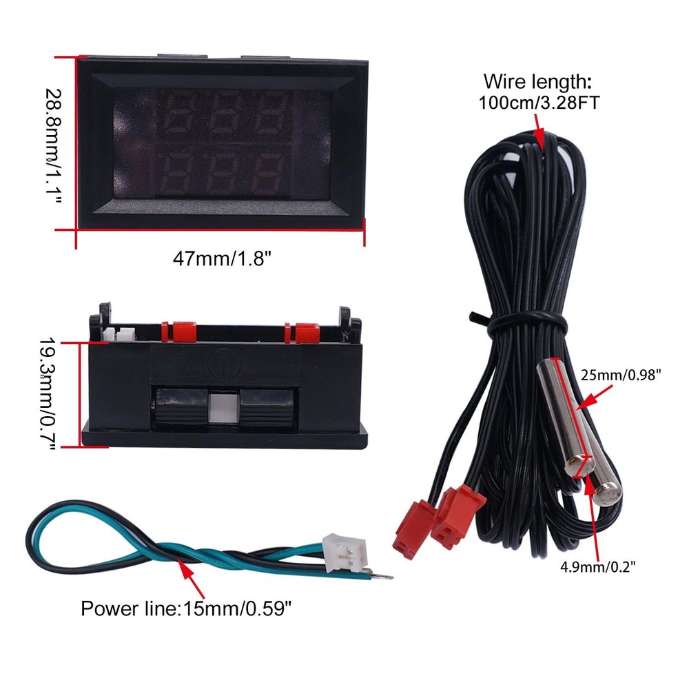 High Accuracy Adjustable Digital Thermometer - Celsius & Fahrenheit Dual Display