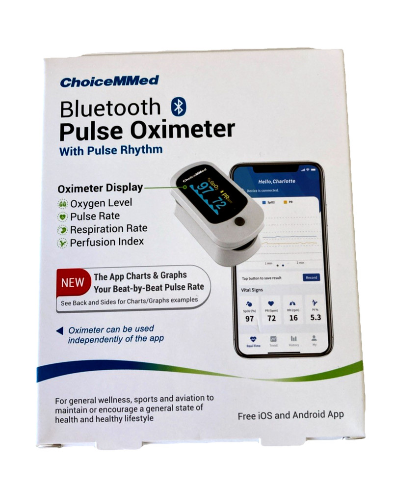 ChoiceMMed Bluetooth Pulse Oximeter with Pulse Rhythm