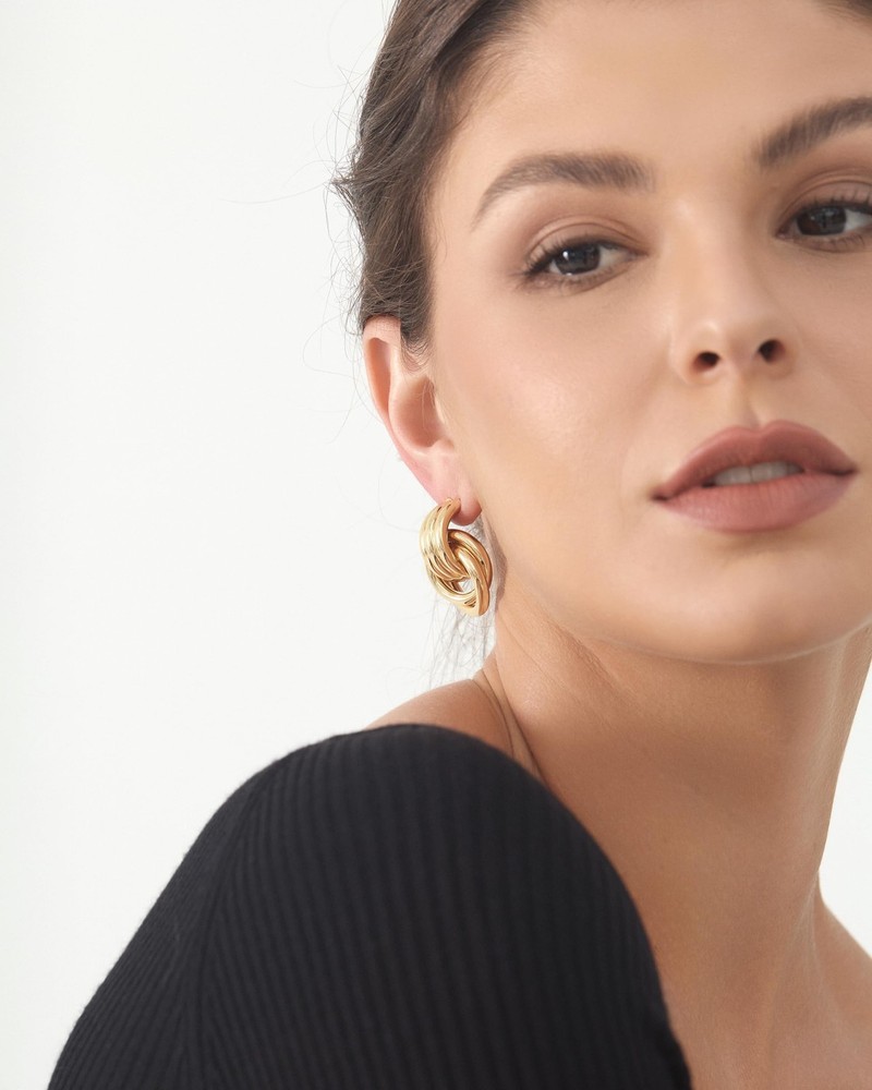 Knot Link Circle Geometric Drop Dangle Earrings, Circle Geometric Drop Dangle...