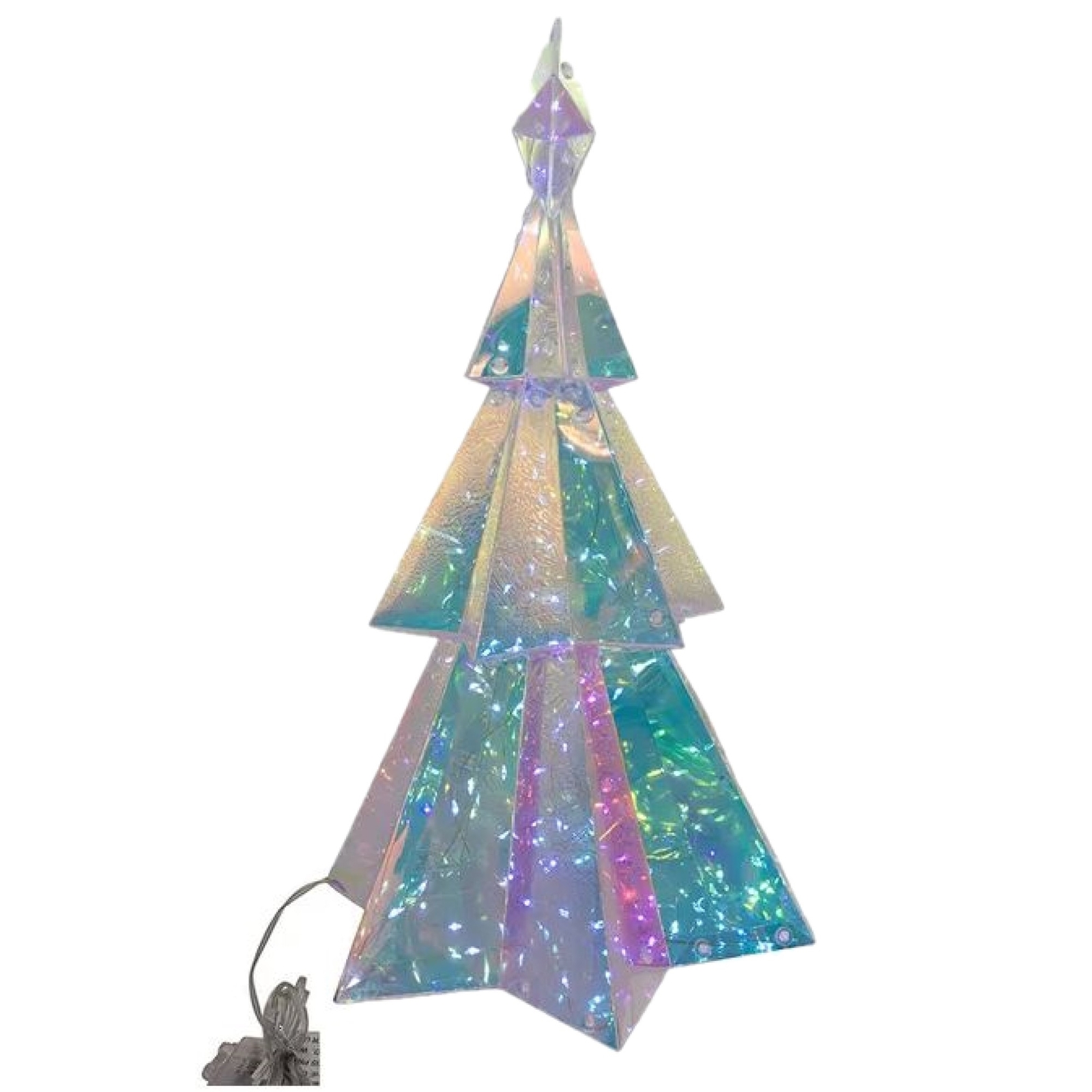 Kurt Adler Pre-Lit Cool White LED Holographic Iridescent Christmas Tree, 15"