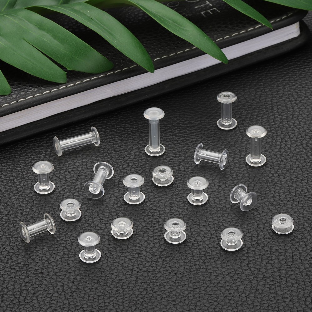M5*2mm Plastic Binding Post, 24 Sets Plastic Chicago Screws, Transparent