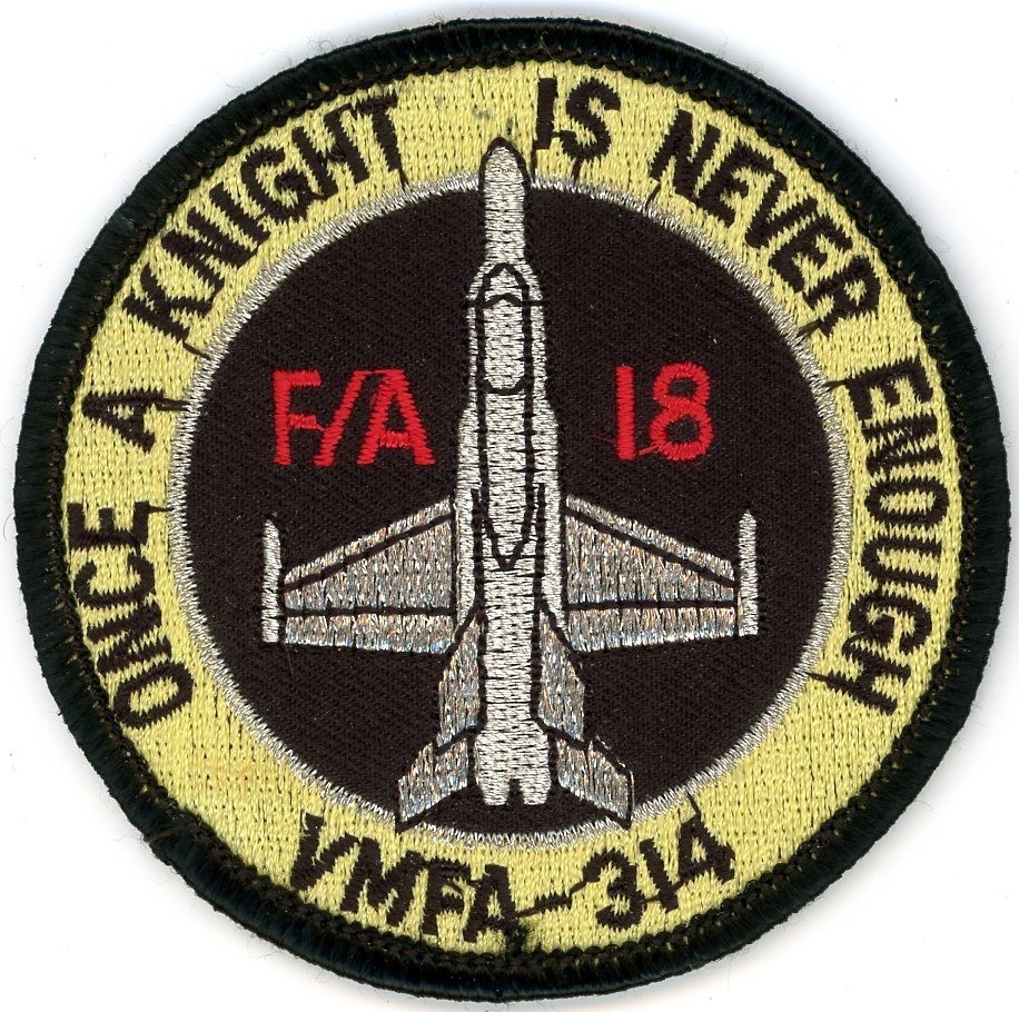 US Marine Corps Patch: Marine Fighter Attack Squadron 314 (VMFA-314) FA-18