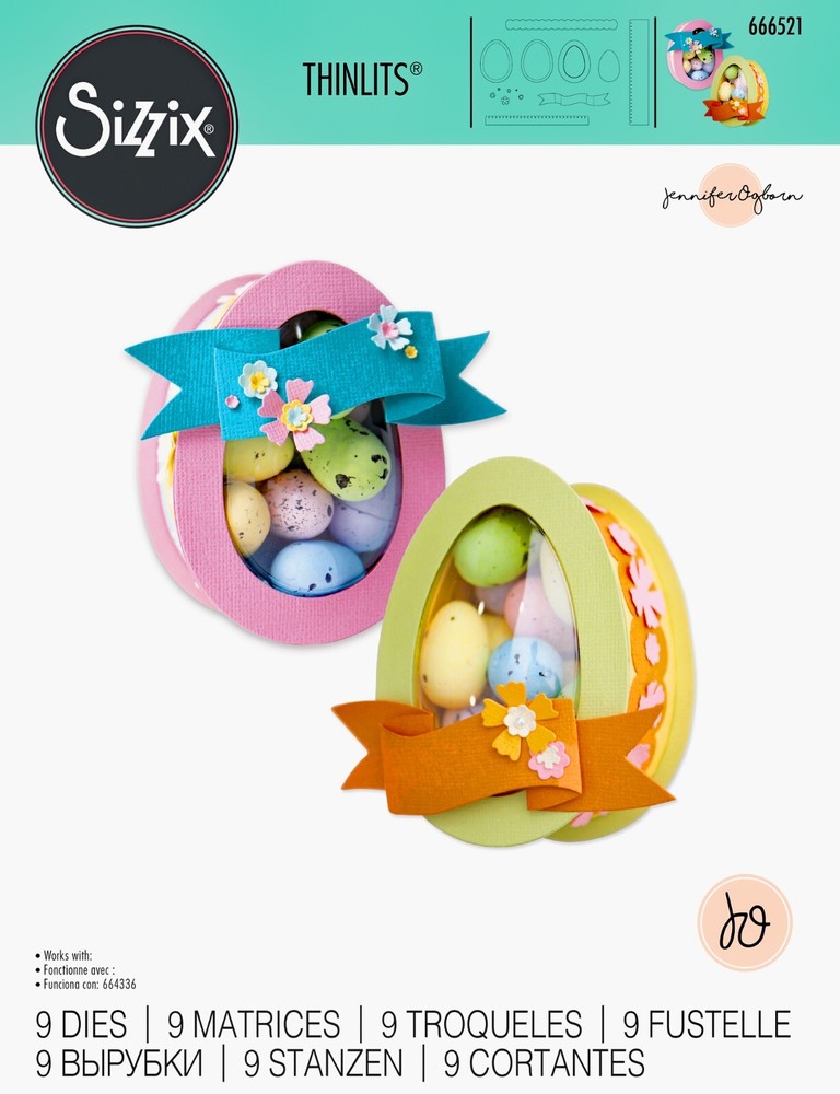 Sizzix Easter Egg Box Thinlits 9pc #666521 Retail $59.99 Use w egg shaker dome