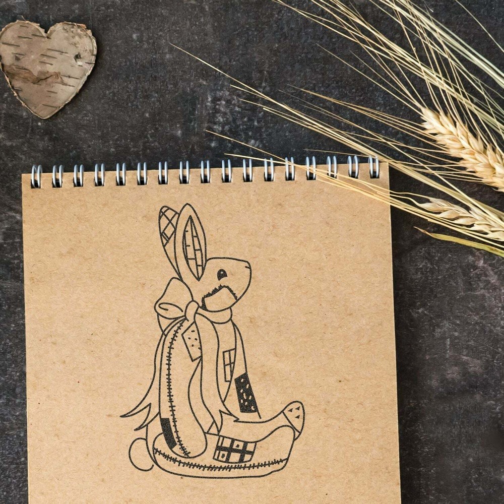 Patchwork Bunny Art Rubber Stamp