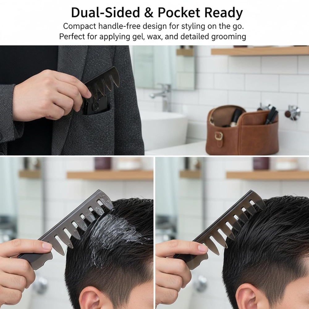 5Pcs Hair Styling Combs Set Wide Tooth Texture Combs Professional Double-sided T