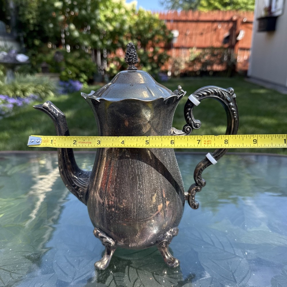 Vintage Leonard Silver Plated Coffee Tea Pot Melon Shape