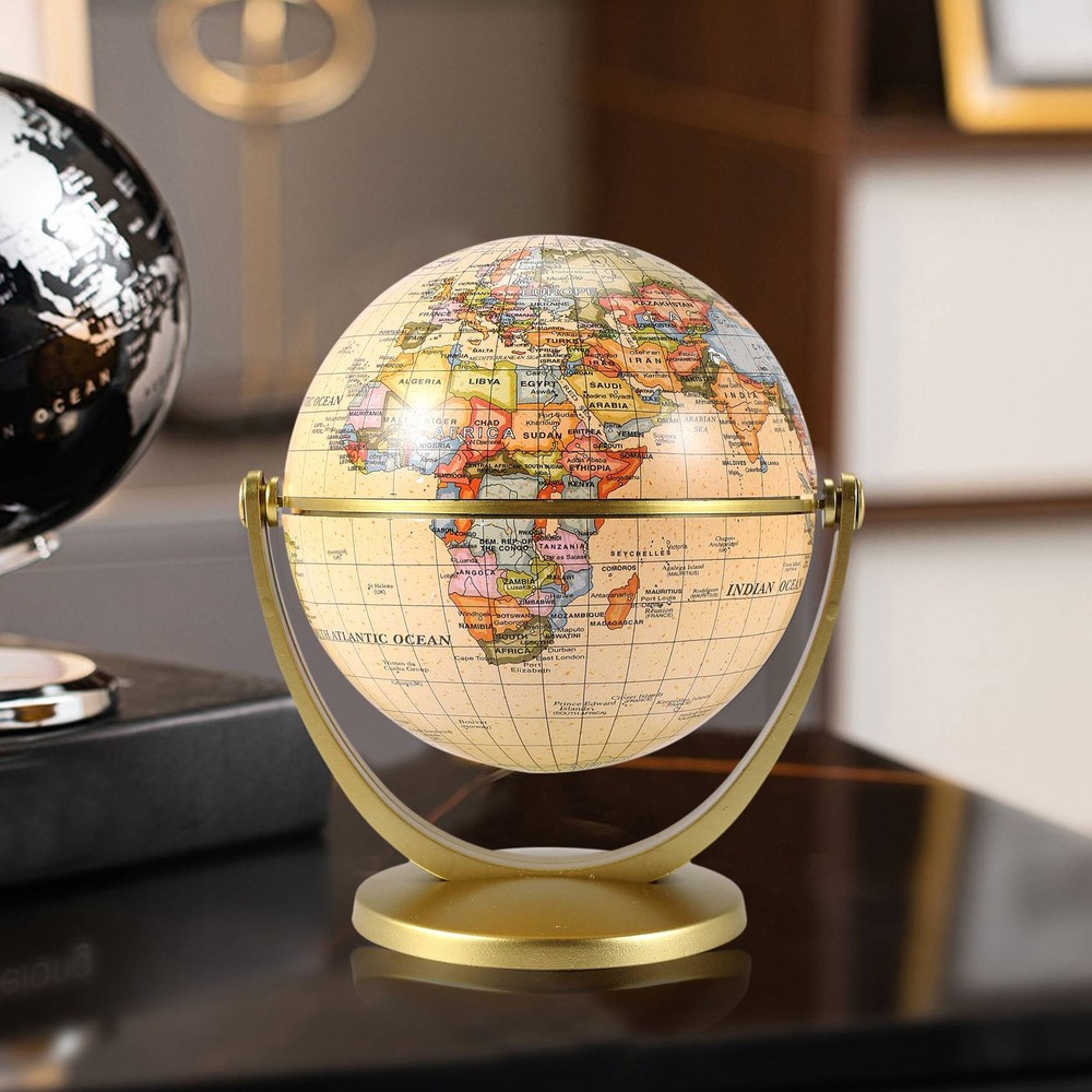 Retro Rotating World Globe Earth Antique Home Desktop Decor2799