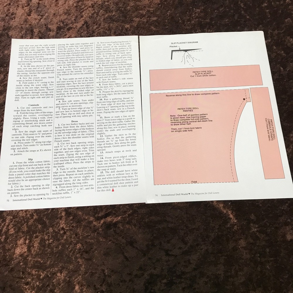 7p Doll Article Patsy Type Doll Repairing and Dressing with Sewing Pattern