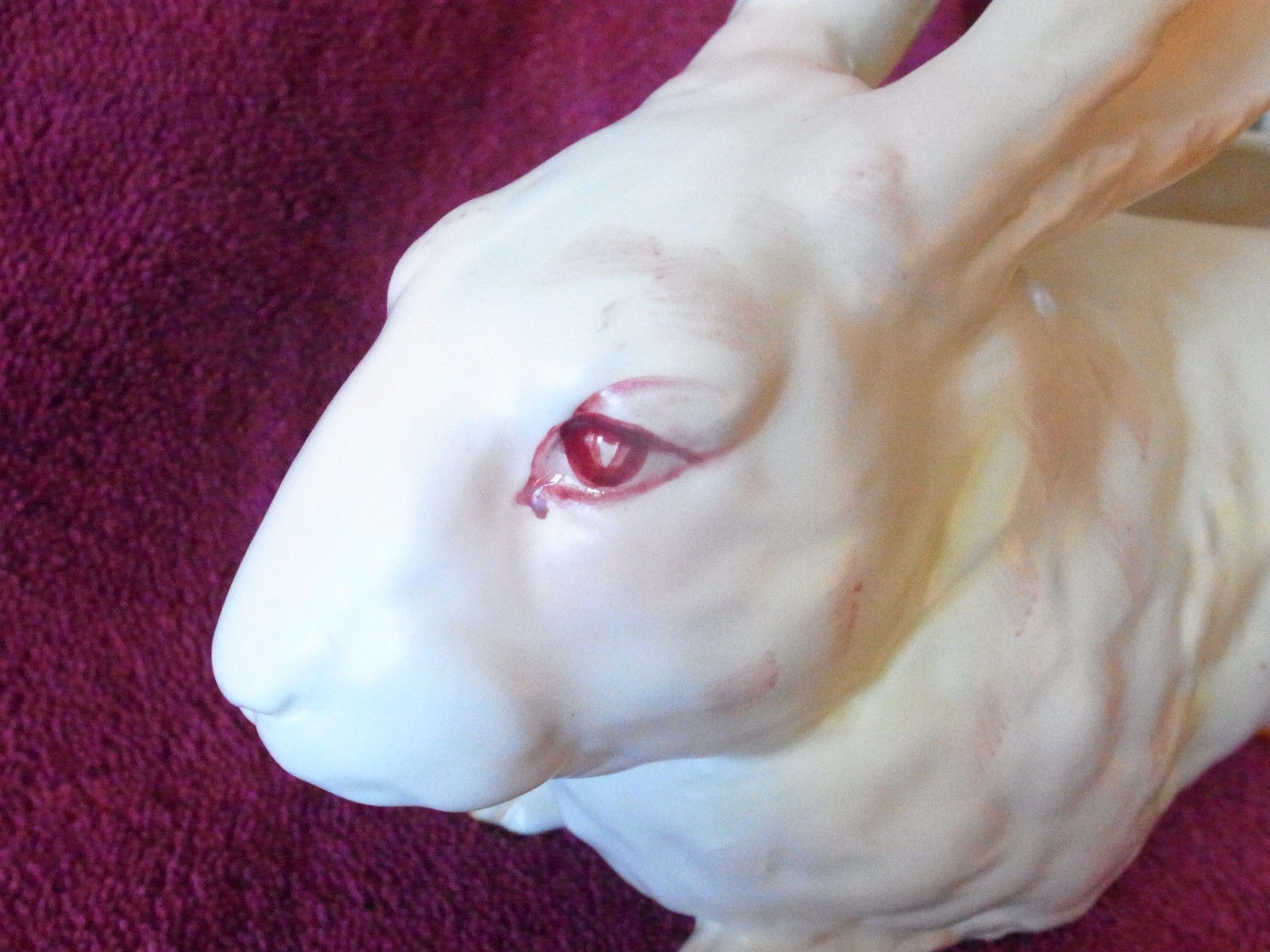 VHTF Vintage Lefton White Bunny Rabbit w/ Pink Eyes 10" Planter-Orig Label-EXC