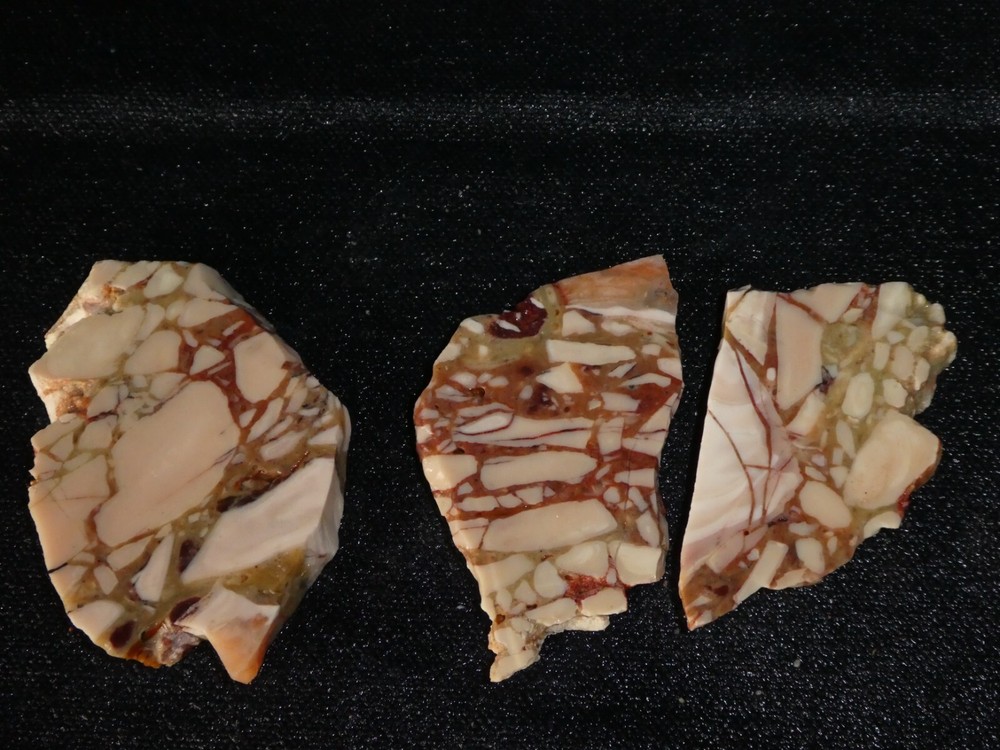 Pink Opal Brecciated- 3 small pieces -rough -cabbing-display-science-craft
