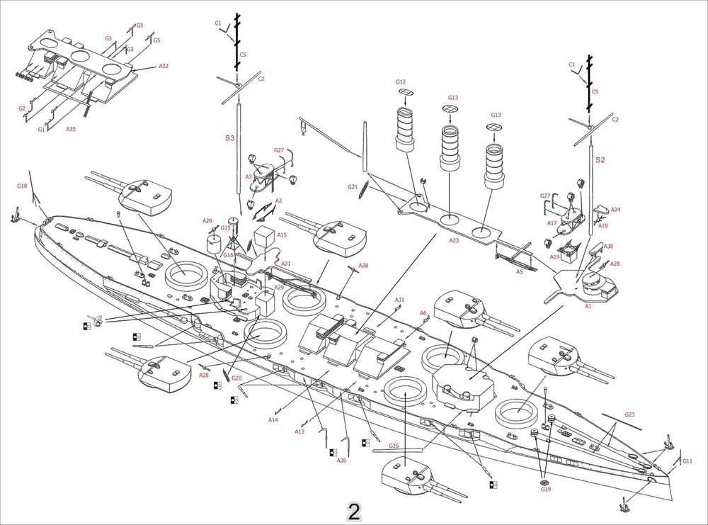 1/700 Sms Battleship Hergren Unassembled Model