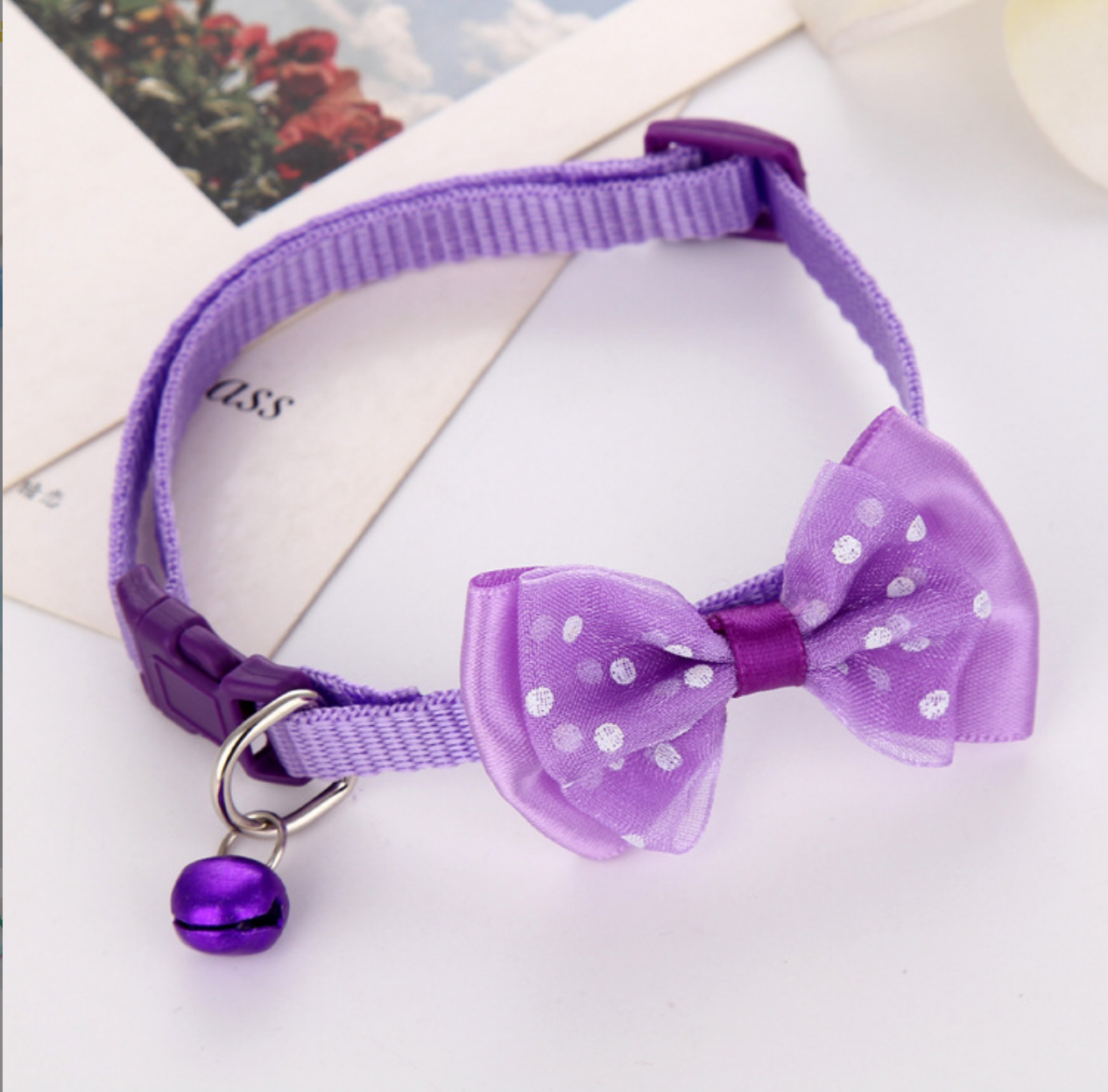 Nylon Cat Cute Collar with Bell bow tie for Cat Kitten puppy adjustable