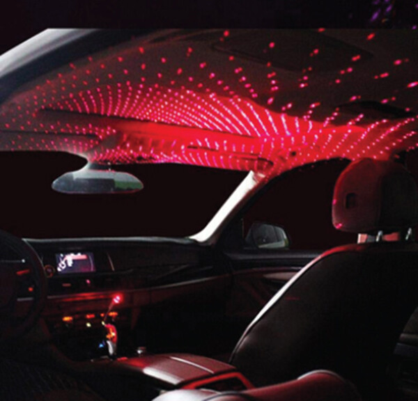 USB Atmosphere Decoration Red Car Interior, Ceiling LED Projector Light