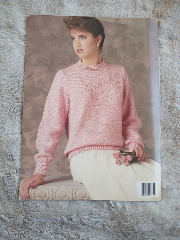 Leisure Arts Diamonds & Roses Pullover Knit Sweaters Knitting Pattern 475 1986